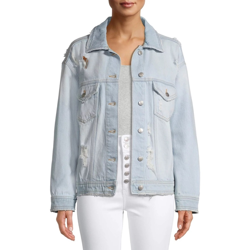 Oversized Distressed Jean Jacket